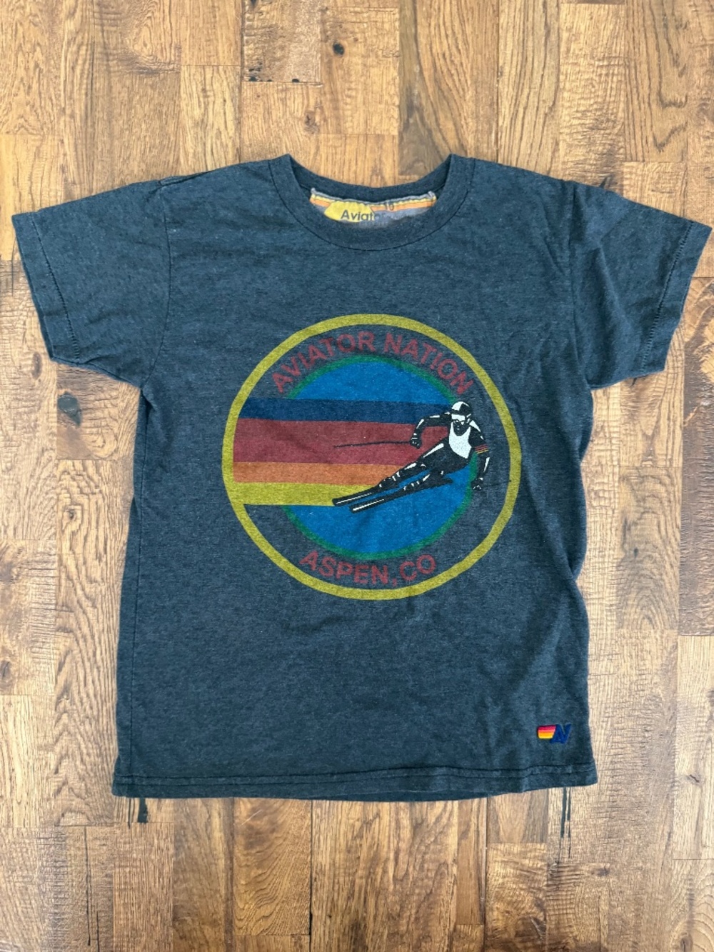 Aviator Nation Kids Aspen CO Tee Shirt Charcoal Gray Size 10 Unisex K